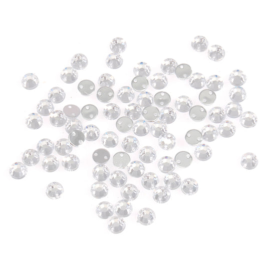 Sew on Acrylic Round Shaped Jewel 6mm Clear