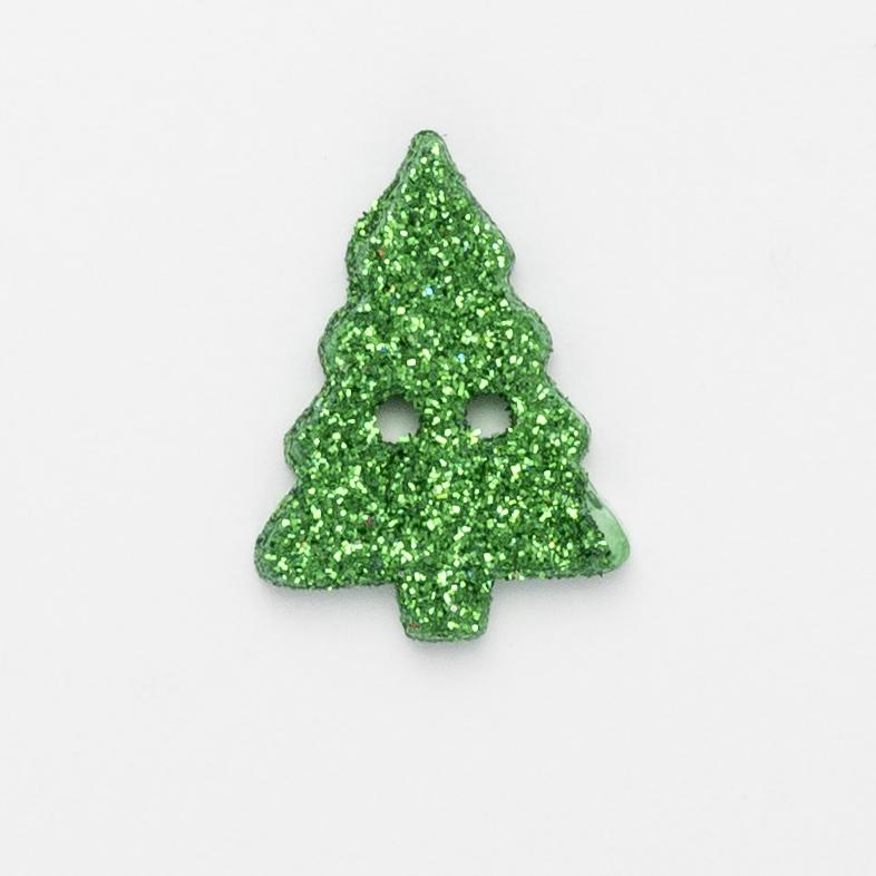 Christmas Tree Glitter Button