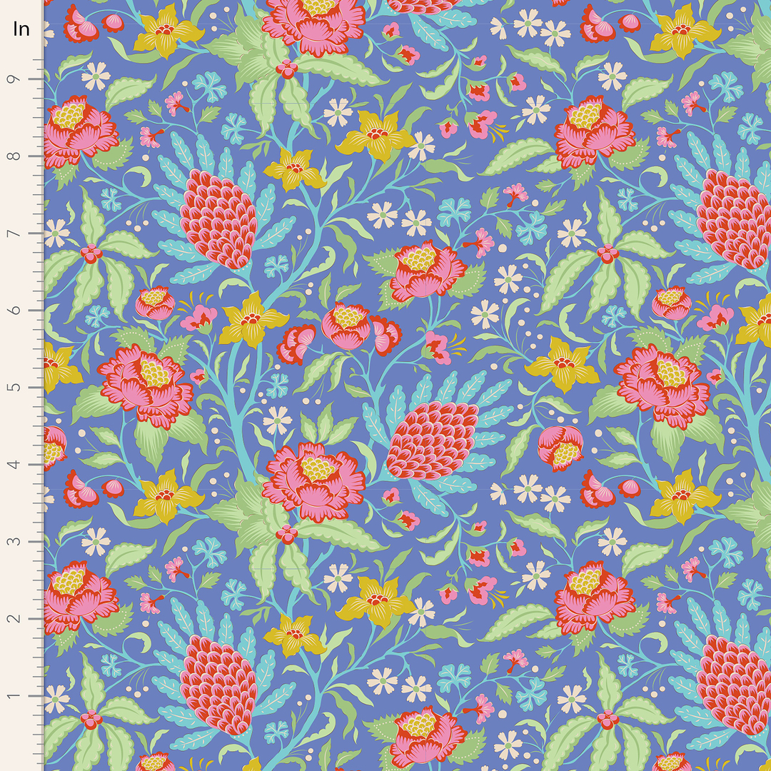 100% Cotton  by TILDA Bloomsville - Flowertangle - Blue