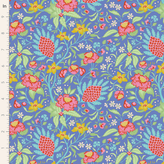 100% Cotton  by TILDA Bloomsville - Flowertangle - Blue