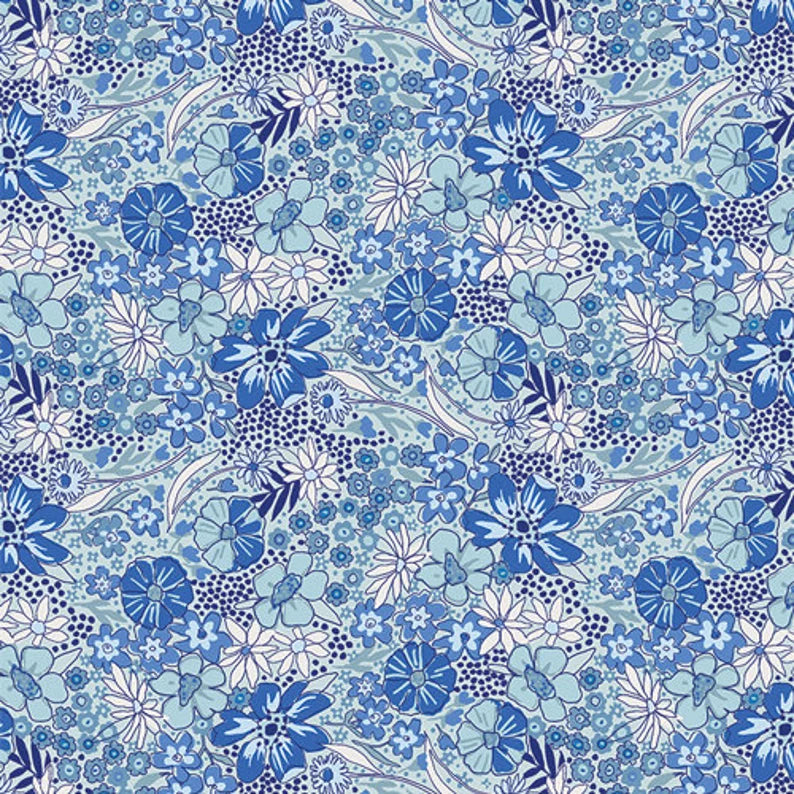 100% Cotton Wild Garden Breeze from True Blue by Maureen Cracknell for AGF