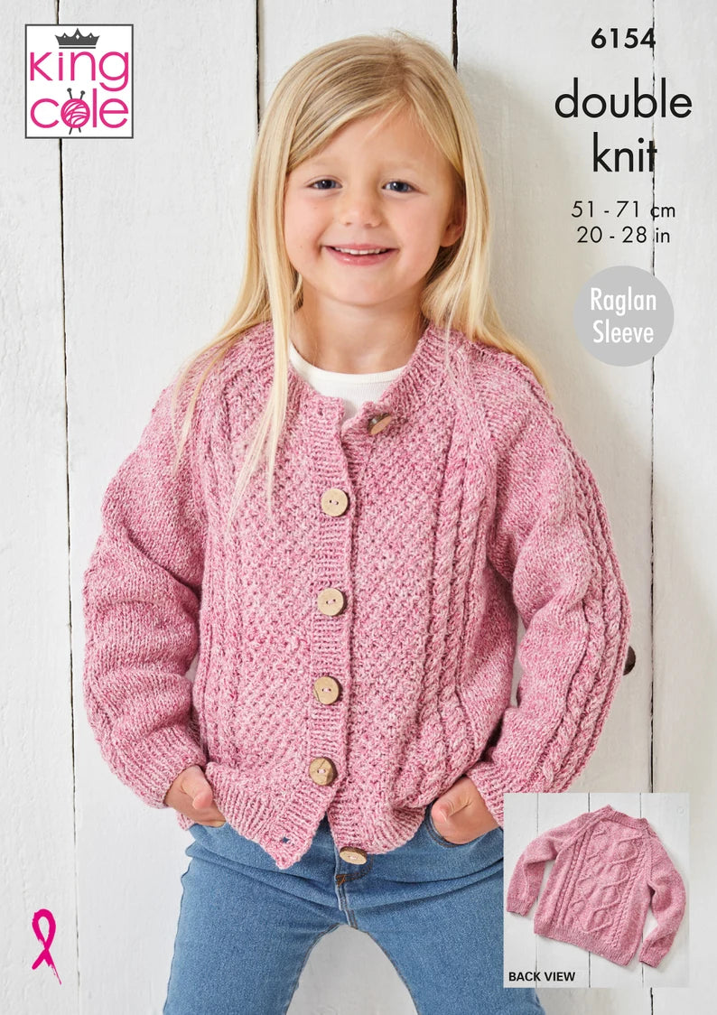 King Cole 6154 Child's Sweater and Cardigan Double Knit