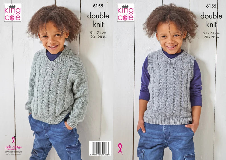 King Cole 6155 Child's Sweater and Slipover Double Knit