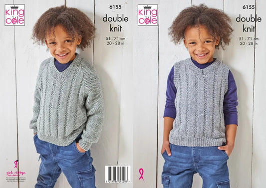 King Cole 6155 Child's Sweater and Slipover Double Knit