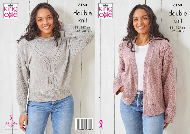 King Cole 6160 Ladies Sweater and Cardigan Double Knit