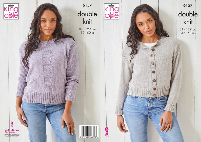 King Cole 6157 Ladies Sweater and Cardigan Double Knit