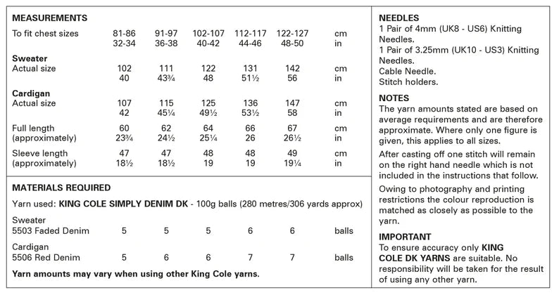 King Cole 6160 Ladies Sweater and Cardigan Double Knit