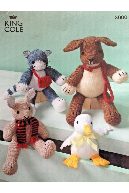 King Cole Knitting Pattern - Cat, Dog, Rabbit and Duck