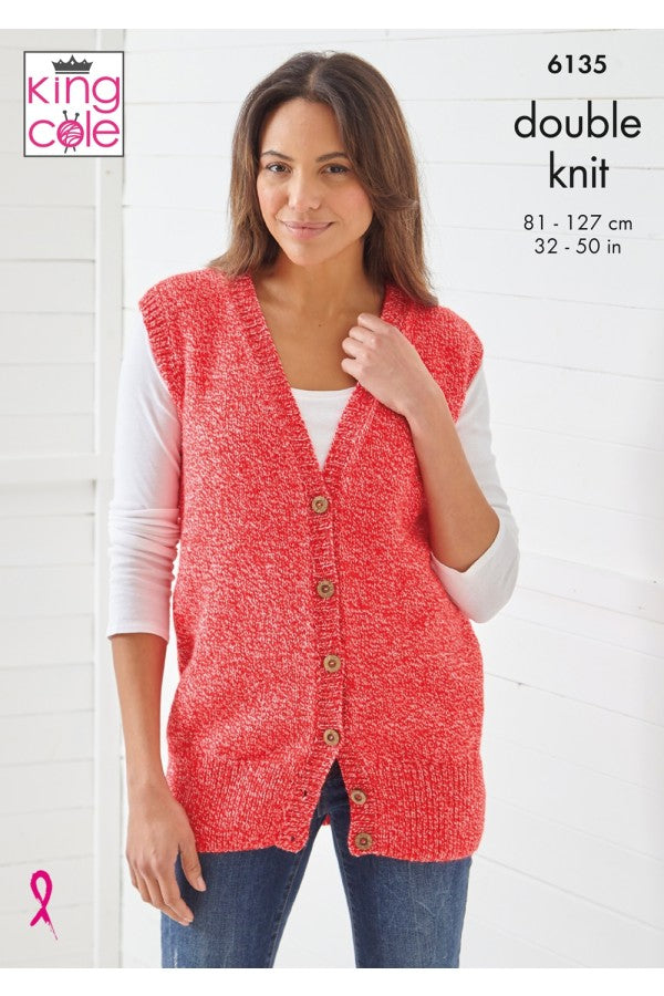 King Cole 6135 Waistcoat & Tunic Knitted DK