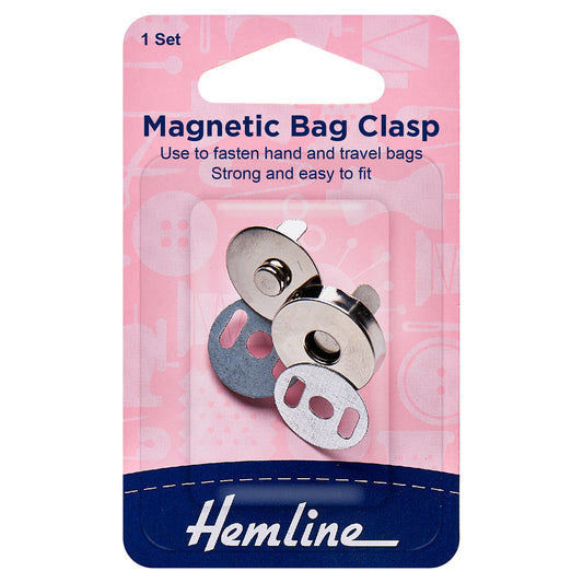 Hemline Magnetic Bag Fastener - Silver