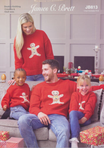 James C Brett JB813 Gingerbread Sweater - For all the family Double Knitting