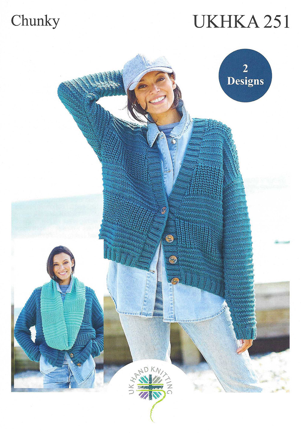 UKHKA 251 Knitting Pattern Ladies Cardigan and Snood - Chunky