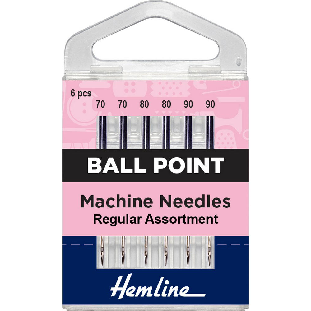 Hemline Ball Point Assortment 2x 70/10, 2x 80/12 & 2x 90/14 Machine Needles 6pcs~