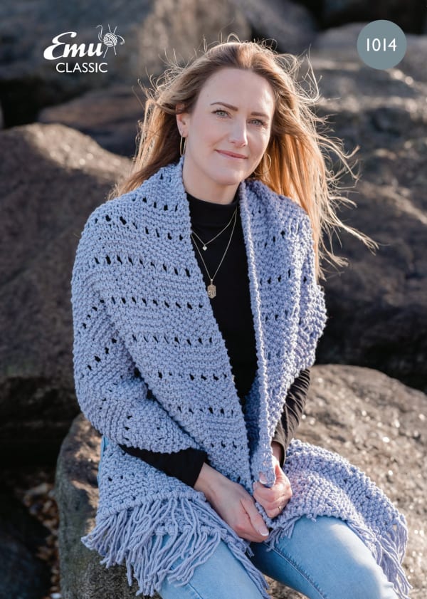 Emu Knitting Pattern Cosy Winter Shawl Chunky (1014)