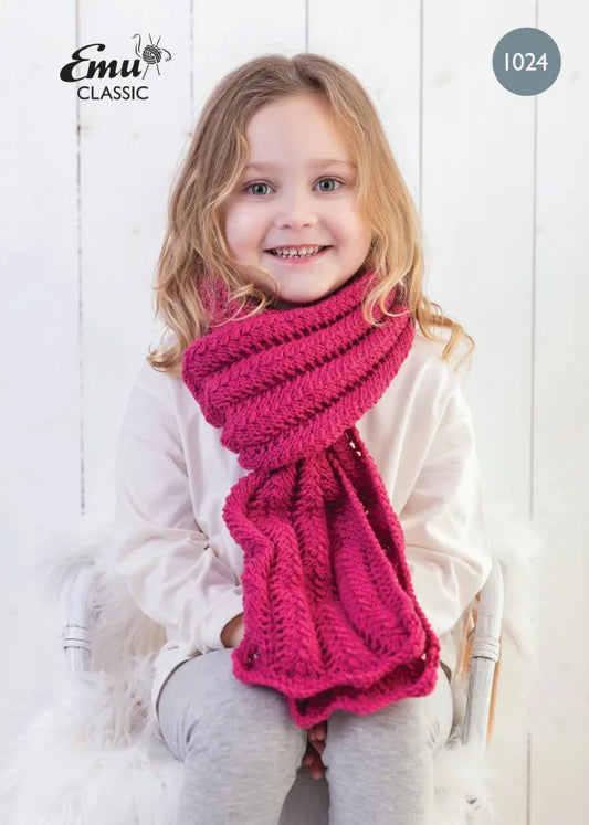 Emu Knitting Pattern Child's Classic Lace Scarf DK (1024)