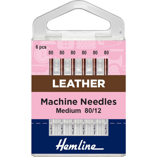 Hemline Leather Machine Needles Medium Size 80/12 6pcs~