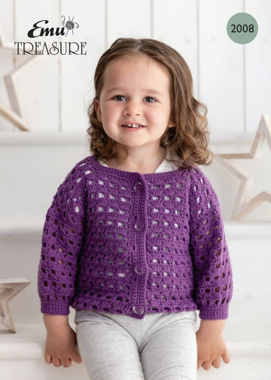 Emu Crochet Pattern Lace Crochet Baby Cardigan DK (2008)