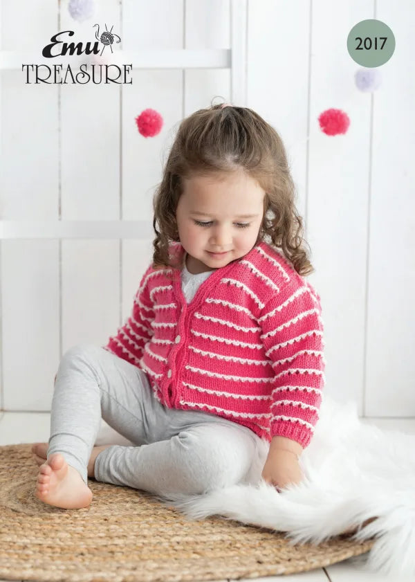 Emu Knitting Pattern Child's Striped Eyelet Cardigan DK (2017)