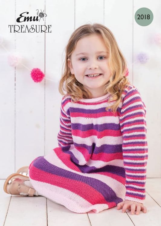 Emu Knitting Pattern Girl's Candy Stripe Sweater  DK (2018)