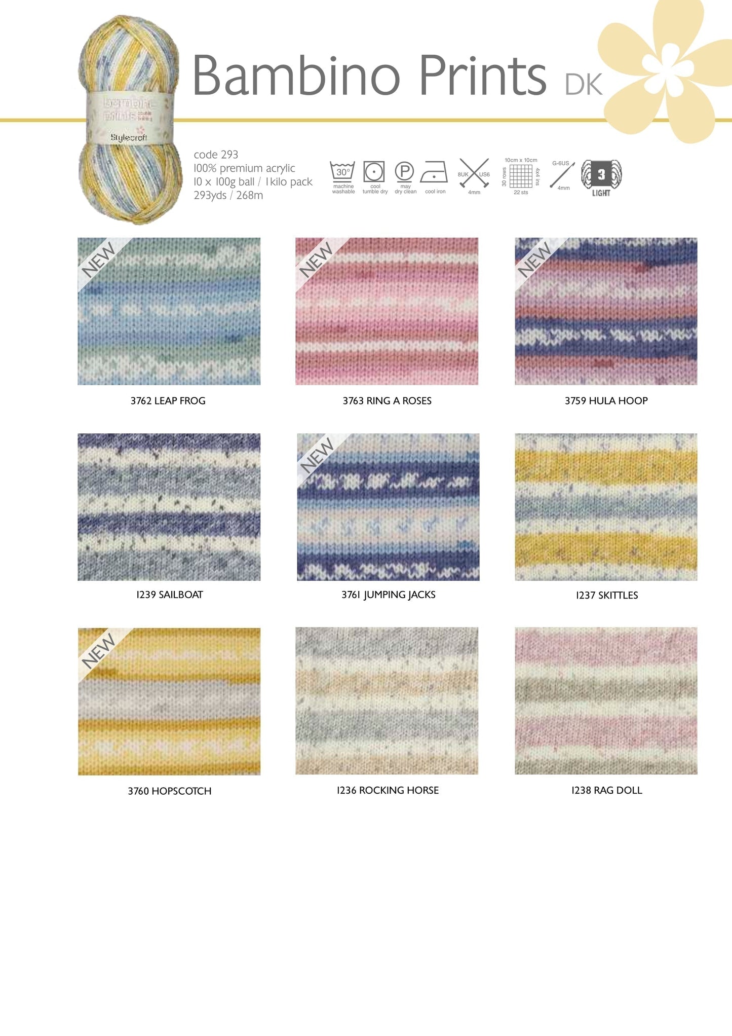 Stylecraft Bambino Prints Double Knit - 3760 Hopscotch