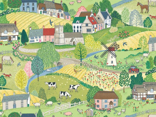 100% Cotton Village Life - Scenic by Makower