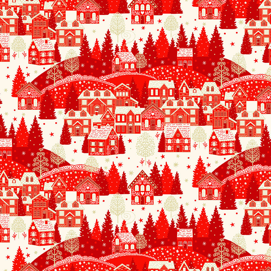 100% Cotton Scenic from Scandi Christmas  by Makower