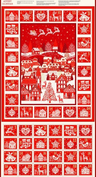 100% Cotton Advent Calender Panel  - Scandi Christmas by Makower