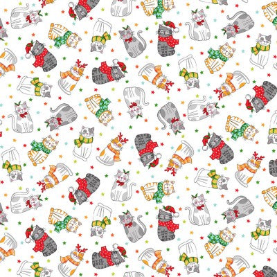 100% Cotton Scatter - Christmas Santa Paws - Cat by Makower