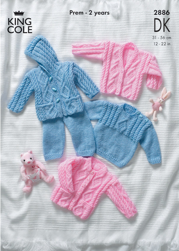 King Cole 2886 Sweater, Jacket , Cardigan and Leggings includes Prem sizes