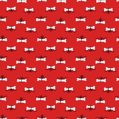 100% Cotton Bones - Red from the 'Furry and Bright Collection' By Makower