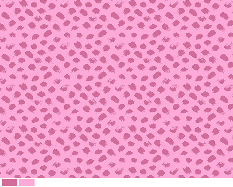 100% Cotton - Paint Brush Dots (Candy Pink)