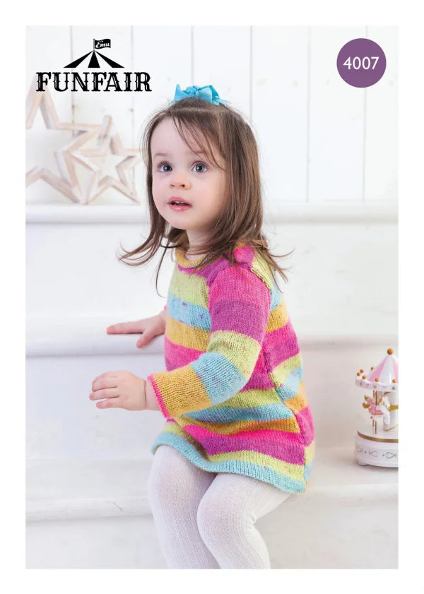 Emu Knitting Pattern Girl's Little Swirl Dress DK (4007)