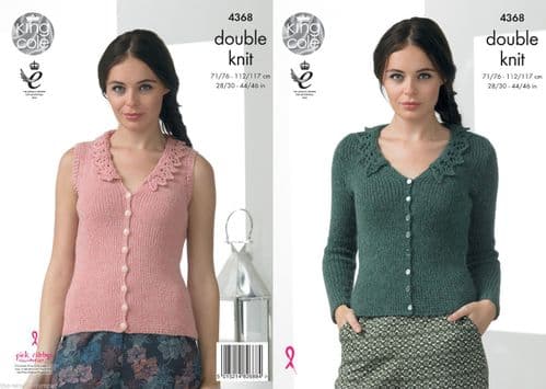 King Cole 4368 Ladies Waistcoat and Cardigan Double Knit