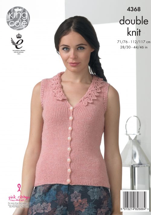 King Cole 4368 Ladies Waistcoat and Cardigan Double Knit