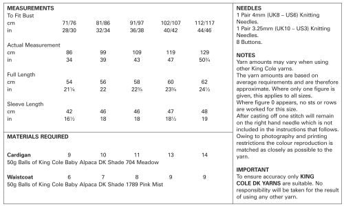 King Cole 4368 Ladies Waistcoat and Cardigan Double Knit