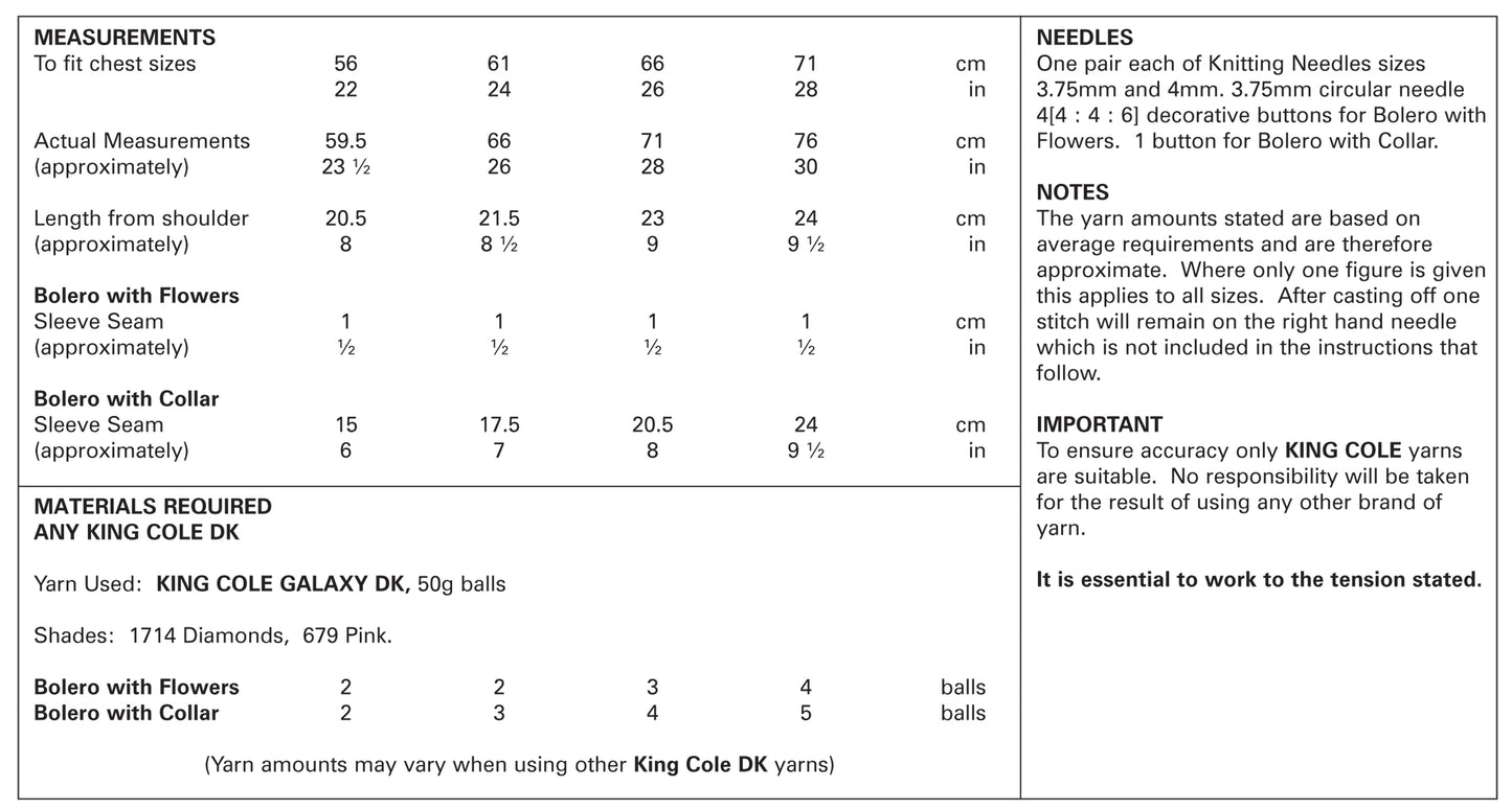 King Cole 4406 Boleros