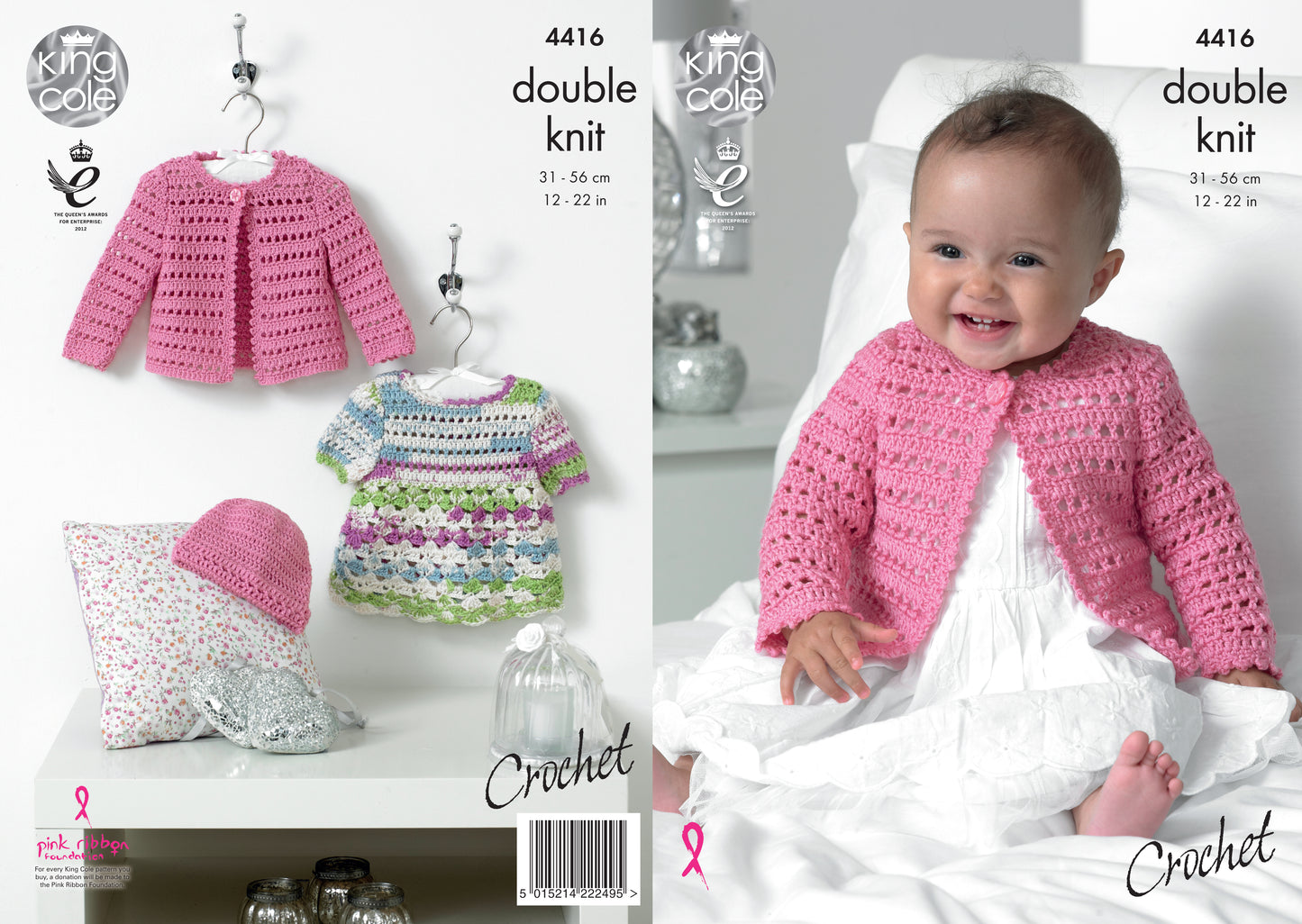 King Cole 4416 Crochet Dress, Cardigan and Hat