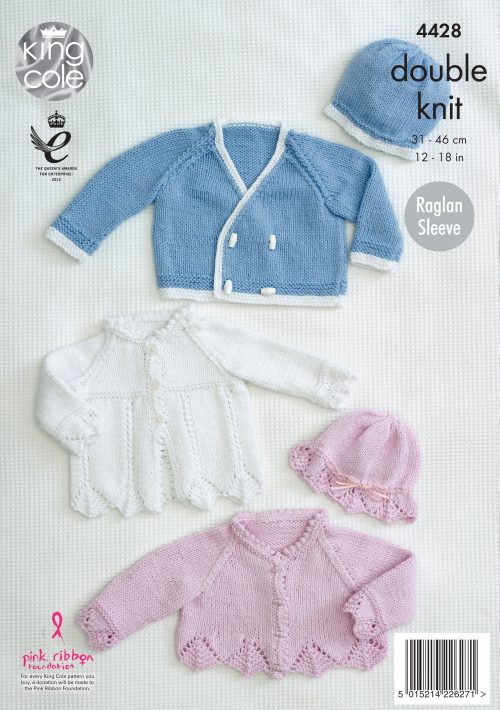 King Cole 4428 Matinee Coat, Cardigan, Jacket and Hats Knitted DK