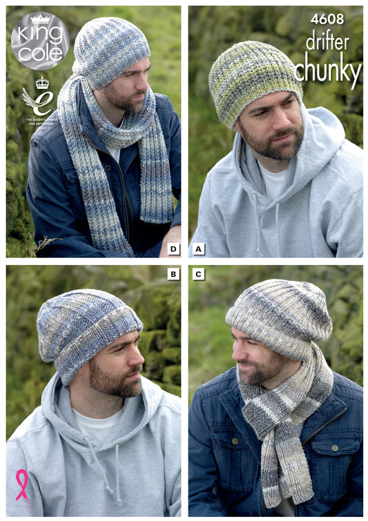 King Cole 4608 Hat and Scarves Pattern