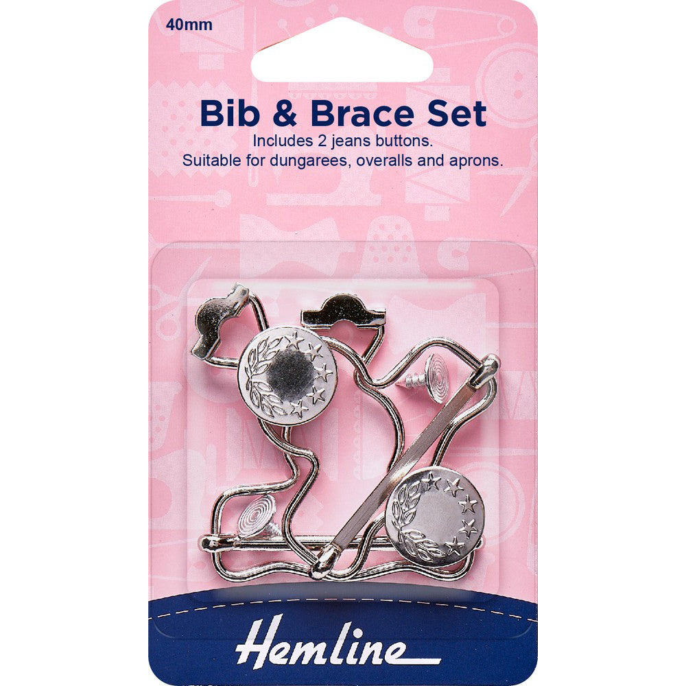 Hemline Bib & Brace Set 40mm Nickel 1 Pair~