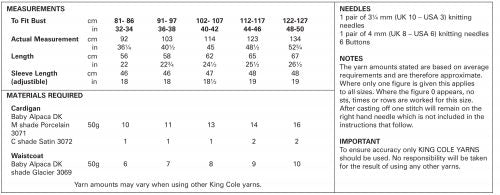 King Cole 4866 Ladies Cardigan and Waistcoat Includes Larger Sizes