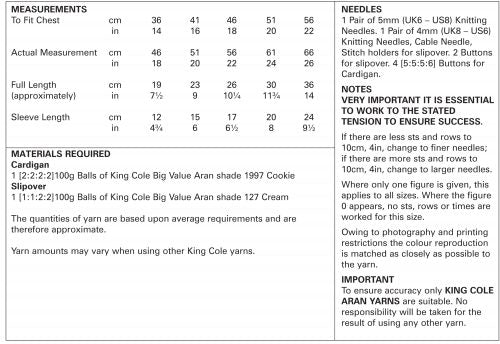 King Cole 4919 Childrens Cardigan and Slipover