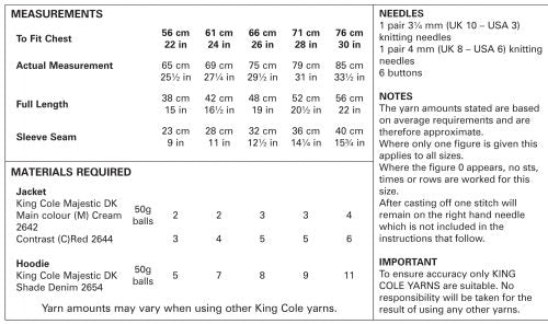 King Cole 4924 Jacket & Hoodie Knitted DK