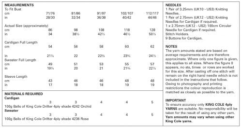 King Cole 5384 - 4ply Cardigan and Sweater