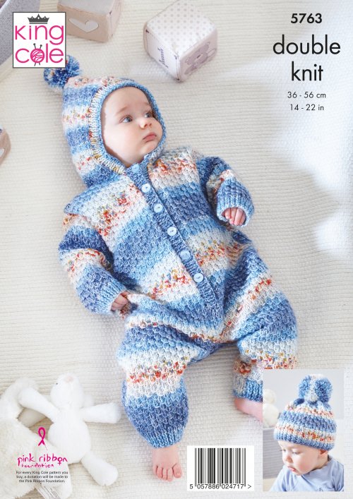 King Cole 5763 Onesie, Cardigan, Trousers and Hats