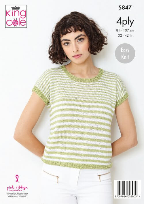 King Cole 5847 - 4ply Cardigan and Cap Sleeve Top Twinset