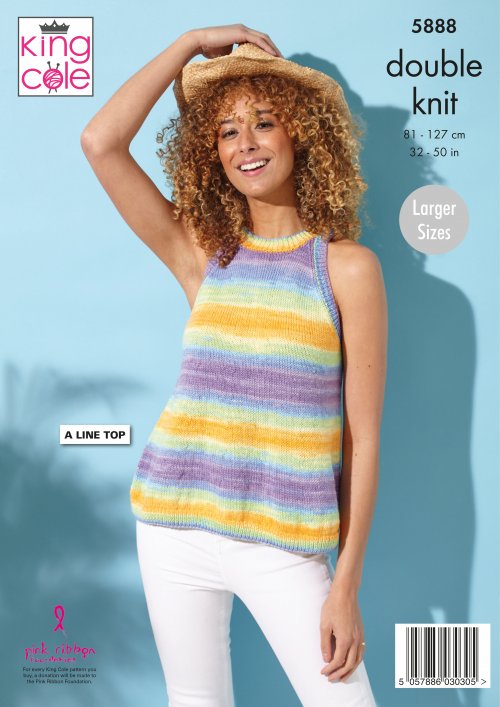 King Cole 5888 Ladies Summer Tops - Double Knit