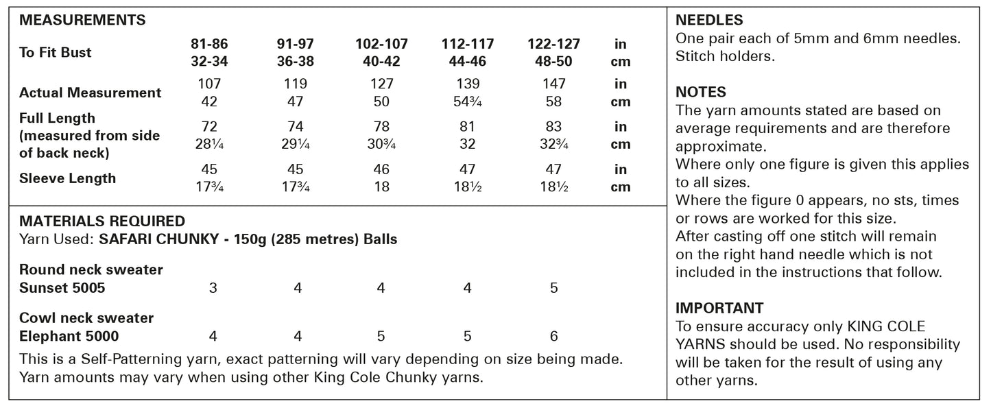 King Cole 5929 Ladies Longline Cowl Neck and Round Neck Jumpers