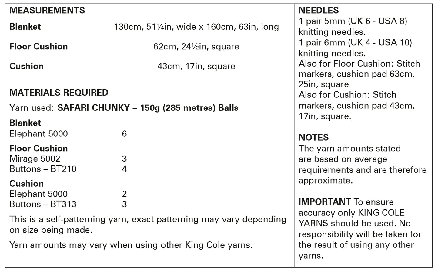 King Cole 5935 Blanket and Cushion Accessories