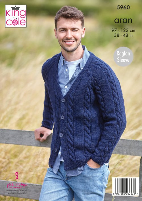 King Cole 5960 Mens V-Neck and shawl Collared Cardigans